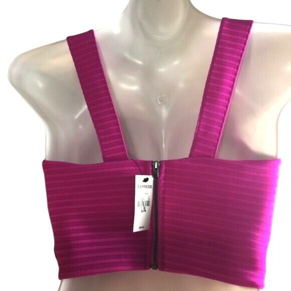 Express Womens Crop Top Pink/Black Style 75118257 Zip Back Size S/P NWT - Picture 4 of 5
